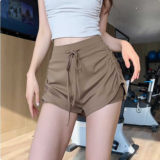 微胖mm大码运动短裤女抽绳假两件健身跑步防走光训练瑜伽三分裤夏 商品图